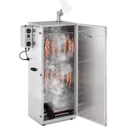 Fumoir Smoker Inox 147L Chaud Tiède Froid Sciure De Bois Thermomètre 4 Grilles