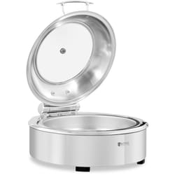 Royal Catering - Chafing Dish Professionnel Bain-Marie Chauffe-Plat Couvercle à Hublot Rond 5,5L