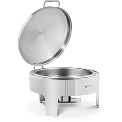Royal Catering - Chafing Dish Professionnel Bain-Marie Chauffe-Plat Couvercle Rond 5,8L 1 Bruleur