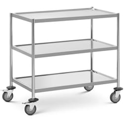 Royal Catering - Charriot De Service Desserte à Roulettes Inox 3 Plateaux Cuisine 60 kg