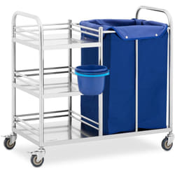 Chariot à linge pour hôtel, acier, 3 étagères, conteneur, panier, 88 x 44 x 87 cm