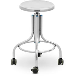 Tabouret de laboratoire - sur les rouleaux - en acier inoxydable - 100 kg