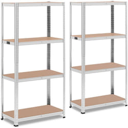 2x Étagère Charge Lourde Métallique Sans Clou Ni Vis 80x40x160 cm 4x80 kg Gris