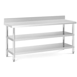 Royal Catering - Table en acier inoxydable avec bord - 180 x 60 x 16,5 cm - 226 kg - 2 étagères