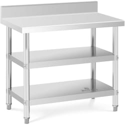 Royal Catering - Table en acier inoxydable avec amont - 100 x 60 x 16,5 cm - 199 kg - 2 étagères