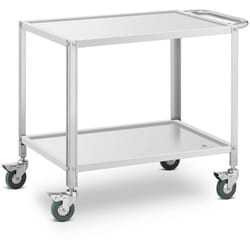 Chariot de service Chariot de cantine Roulettes Inox 2 Plateaux 100 kg