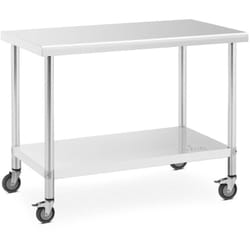 Royal Catering - Table de travail à roulettes inox 60 x 120 cm 158 kg