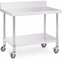 ⭐⭐⭐⭐⭐ Table de travail en acier inoxydable avec roulettes et espace de rangement généreux de marques Royal Catering ✅ Modèle: ...
