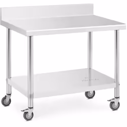 ⭐⭐⭐⭐⭐ Table de travail en acier inoxydable avec roulettes et espace de rangement généreux de marques Royal Catering ✅ Modèle: ...