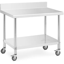 Royal Catering - Table de travail à roulettes inox avec rebord 70 x 100 cm 155 kg