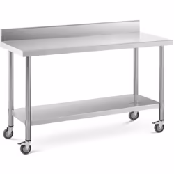 ⭐⭐⭐⭐⭐ Table de travail en acier inoxydable avec roulettes et espace de rangement généreux de marques Royal Catering ✅ Modèle: ...