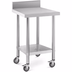 ⭐⭐⭐⭐⭐ Table de travail en acier inoxydable avec roulettes et espace de rangement généreux de marques Royal Catering ✅ Modèle: ...