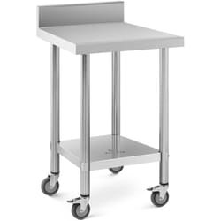 Royal Catering - Table de travail à roulettes inox avec rebord 60 x 60 cm 120 kg