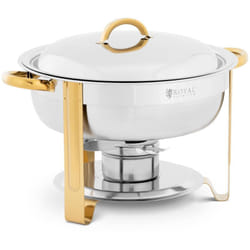 Royal Catering - Chafing Dish Professionnel Bain-Marie Avec Accents Dorés Rond 4,5L 1 Brûleur