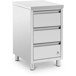 Royal Catering - Cabinet de travail en acier inoxydable - 3 tiroirs
