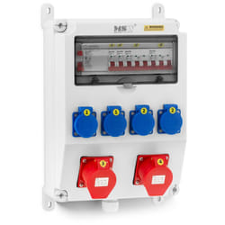 Coffret de chantier 4 prises Schuko 2 prises CEE Disjoncteur FI 4 disjoncteurs
