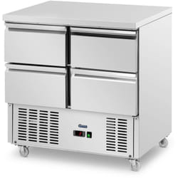 Royal Catering - Table réfrigérante sur roulettes - 240 l - 4 tiroirs - 90 x 70 cm - Classe c - Inox