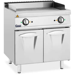 Royal Catering - Plancha électrique double - 10,8 kW - nervurée - meuble bas