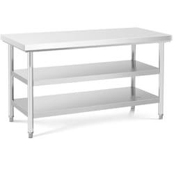 Royal Catering - Table De Travail Inox 2 Étagères Professionnelle Plan De Travail 15070cm 600kg