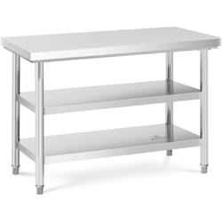 Royal Catering - Table De Travail Inox 2 Étagères Professionnelle Plan De Travail 12060cm 600kg