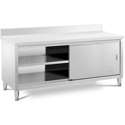 Royal Catering - Meuble Bas Inox Table Travail Armoire Adossée Portes Coulissantes 200x70cm 600kg