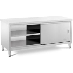 Royal Catering - Meuble Bas Inox Table Travail Armoire Avec Portes Coulissantes 200x60cm 600kg