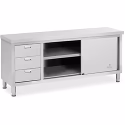 ⭐⭐⭐⭐⭐ Un meuble bas inox des plus costauds qui supporte jusqu'à 600 kg ! de marques Royal Catering ✅ Modèle: RCSSCB-200X60-S ...