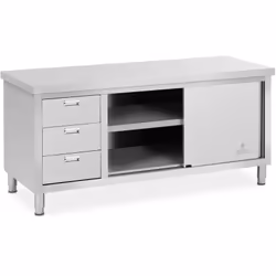⭐⭐⭐⭐⭐ Un meuble bas inox des plus costauds qui supporte jusqu'à 600 kg ! de marques Royal Catering ✅ Modèle: RCSSCB-180X70-S ...