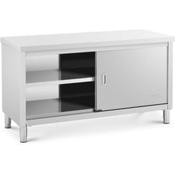 Royal Catering - Meuble Bas Inox Table De Travail Armoire Avec Portes Coulissantes 150x60x85cm