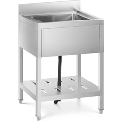 Royal Catering - Plonge Inox Évier 1 Bac Avec Dosseret Et Étagère Cuisine De Restaurant 6060cm
