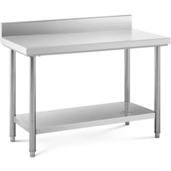 Royal Catering - Table Adossée Inox Avec Étagère Professionnelle Plan De Travail 12060 cm 137 kg