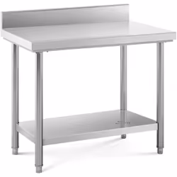 ⭐⭐⭐⭐⭐ Une grande table de travail en inox avec dosseret et espace de rangement de marques Royal Catering ✅ Modèle: RCWT-100X6 ...