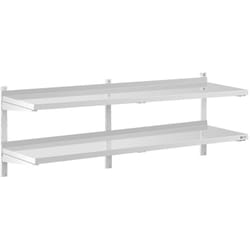 Royal Catering - tagère Murale Flottante Métal Inox Cuisine 2 Tablettes 180x40x3,5cm Max. 40kg