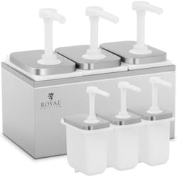 Royal Catering - Distributeur triple pour sauces avec pompe en inox, 3 x 2 l