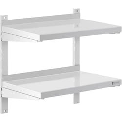 Royal Catering - tagère Murale Flottante Métal Inox Cuisine 2 Tablettes 60x40x3,5cm Max. 40kg