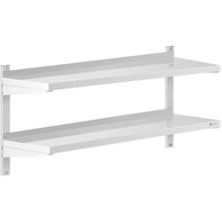 Royal Catering - tagère Murale Flottante Métal Inox Cuisine 2 Tablettes 120x40x3,5cm Max. 40kg