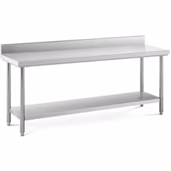 ⭐⭐⭐⭐⭐ Une grande table de travail en inox avec dosseret et espace de rangement de marques Royal Catering ✅ Modèle: RCWT-200X6 ...