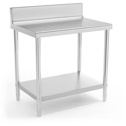 Royal Catering - Table Inox Professionnelle Adossée Plan De Travail Avec Étagère 9060 cm 210 kg
