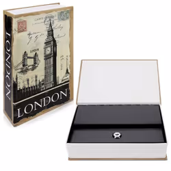Navaris Livre Coffre-Fort - Boîte Cachette Imitation Livre 24 x 16 x 5 cm pour Bijoux Passport et Objets de Valeur - Avec 2x  ...