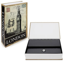Navaris Livre Coffre-Fort - Boîte Cachette Imitation Livre 24 x 16 x 5 cm pour Bijoux Passport et Objets de Valeur - Avec 2x Clé -
