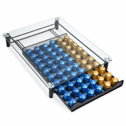 Distributeur de capsules café - Navaris - 51112.01 - Organisateur 50 dosettes - Design moderne - Métal et verre