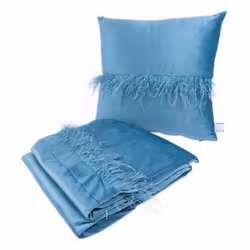 Ensemble Coussin & Plaid Palmira 130x170cm Bleu