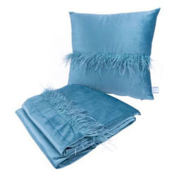 Ensemble Coussin & Plaid Palmira 130x170cm Bleu