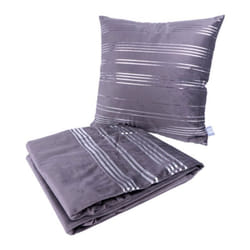 Ensemble Coussin & Plaid Prisma III 130x170cm Gris