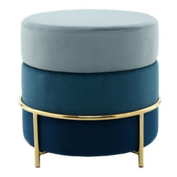 Pouf Rond Design en Velours Matilda 48cm Bleu