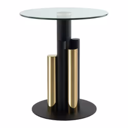 Table d'appoint ronde design moderne, bicolore, or, gris ou argent