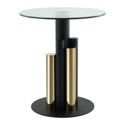 Table d'appoint ronde design moderne, bicolore, or, gris ou argent