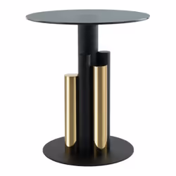 Table d'appoint ronde design moderne, bicolore, or, gris ou argent