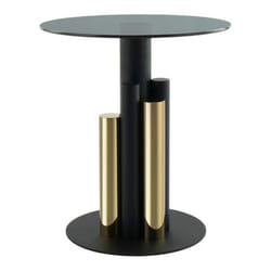 Table d'appoint ronde design moderne, bicolore, or, gris ou argent