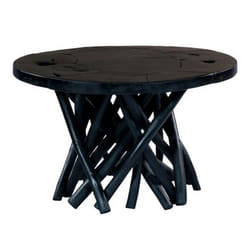 Table d'appoint ronde en teck - Élégance artisanale et robustesse